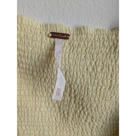 FREE PEOPLE The Getaway Midi Maxi Dress Smocked Cut Out Cotton Yellow Size XS - Picture 11 of 13